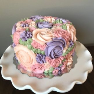 floral cake, buttercream, flowers