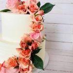 wedding cake, flowers, buttercream icing, custom cake