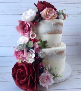 dessert delivery, naked cake, flowers, custom cake, buttercream icing, wedding cake