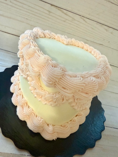 Lambeth cake with vintage piping heart or round